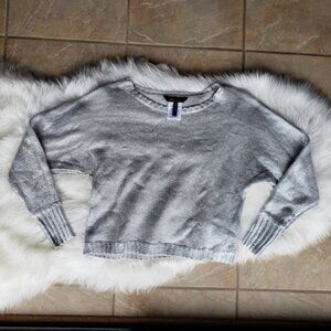 EUC BCBG Maxazria Metallic Batwing Sweater Silver